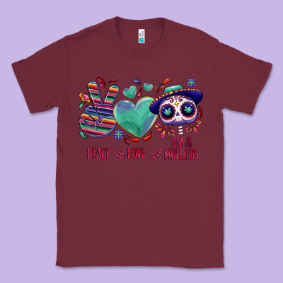 Peace Love Dia De Los Muertos Classic Tee Designed By Nancycooperartshop