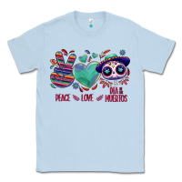 Dusty Blue Peace love dia de los muertos Classic Tee - NancyCooperArtShop
