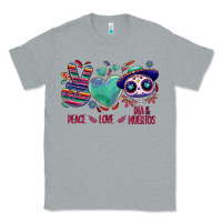 Heather Grey Peace love dia de los muertos Classic Tee - NancyCooperArtShop