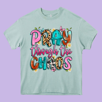 Pray Through The Chaos Heavy Core Tee Designed By Artiststas