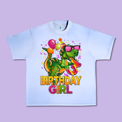 3rd Birthday Girl T Rex Pink Urban Heavy Tee Designed By Cowgirlartshop