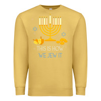 Antique Gold this is how we jew it funny jewish ugly hanukkah christmas Premium Sweatshirt - minhPixels