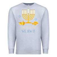 Heather Grey this is how we jew it funny jewish ugly hanukkah christmas Premium Sweatshirt - minhPixels