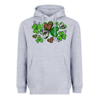 Heather Grey western st patricks day shamrocks and hearts Heavyweight Hoodie - Artiststas