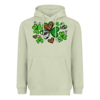 Matcha western st patricks day shamrocks and hearts Heavyweight Hoodie - Artiststas