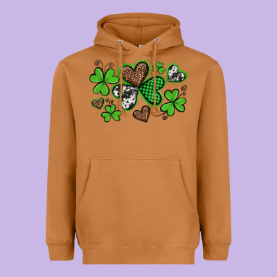 Western St Patricks Day Shamrocks And Hearts Heavyweight Hoodie Designed By Artiststas