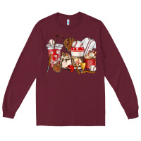 Burgundy Baseball coffee cups Long Sleeve Tee - HowdyJamesFarm