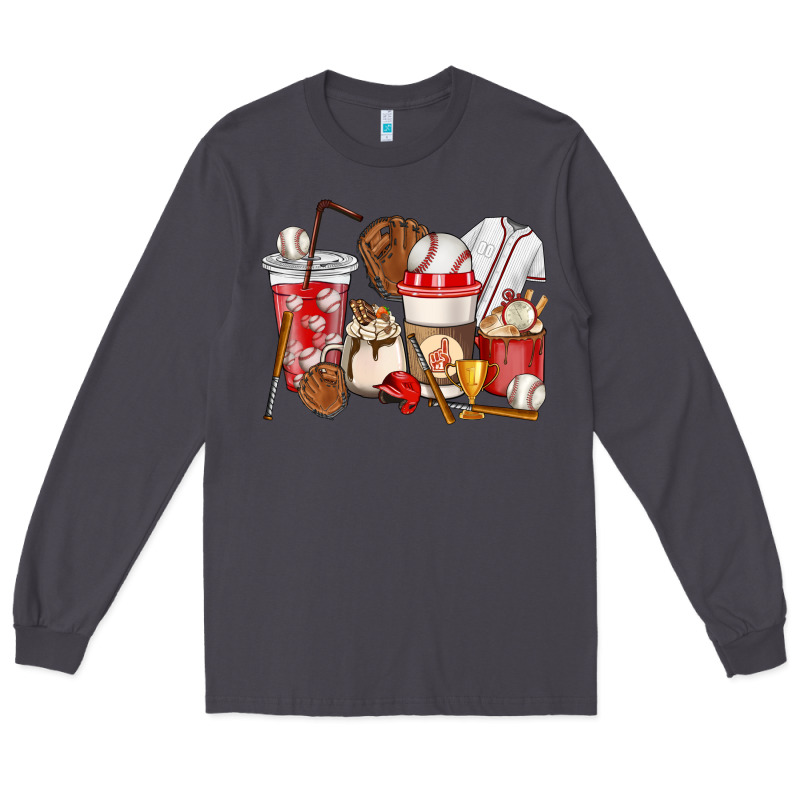 Baseball Coffee Cups Long Sleeve Tee by HowdyJamesFarm | Teevron
