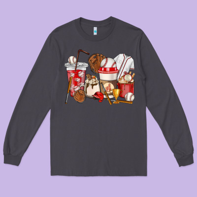 Baseball Coffee Cups Long Sleeve Tee Designed By Howdyjamesfarm