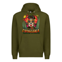 Army Green chingona sugar skull Premium Hoodie - BundleAndBundleShop