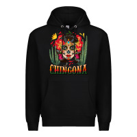 Black chingona sugar skull Premium Hoodie - BundleAndBundleShop