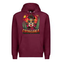 Burgundy chingona sugar skull Premium Hoodie - BundleAndBundleShop