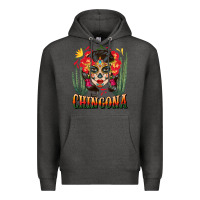 Charcoal Heather chingona sugar skull Premium Hoodie - BundleAndBundleShop
