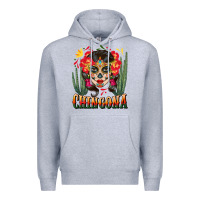 Heather Grey chingona sugar skull Premium Hoodie - BundleAndBundleShop