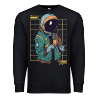 Black astronaut space travel retro aesthetic streetwear t shirt Premium Sweatshirt - minhPixels