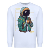 White astronaut space travel retro aesthetic streetwear t shirt Premium Sweatshirt - minhPixels