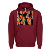 Burgundy black cat with pumpkins tumbler Zipper Hoodie - LillyAllenDesigns