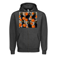 Charcoal Heather black cat with pumpkins tumbler Zipper Hoodie - LillyAllenDesigns