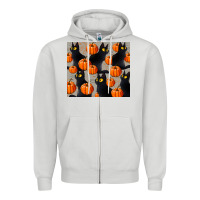 Dove Grey black cat with pumpkins tumbler Zipper Hoodie - LillyAllenDesigns