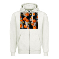 Oatmeal Heather black cat with pumpkins tumbler Zipper Hoodie - LillyAllenDesigns