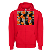 Red black cat with pumpkins tumbler Zipper Hoodie - LillyAllenDesigns