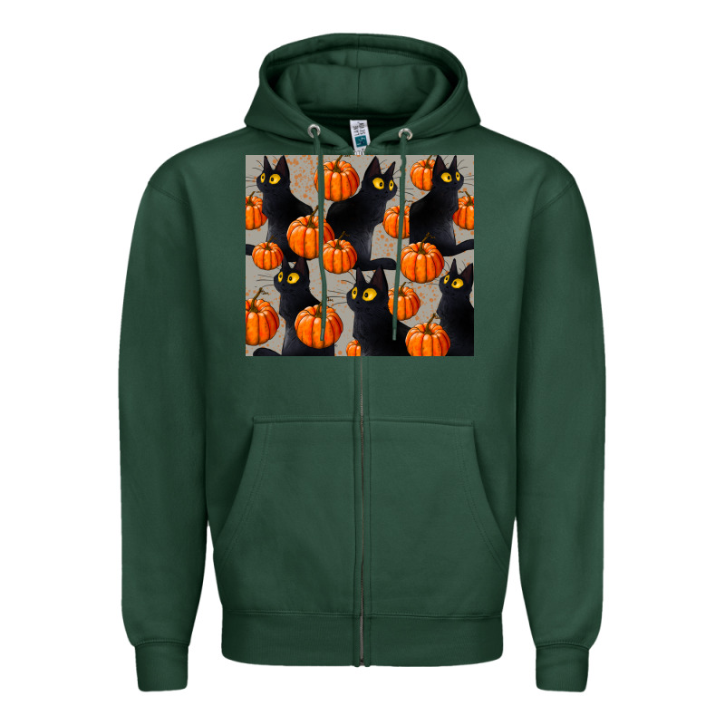 Black Cat With Pumpkins Tumbler Zipper Hoodie by LillyAllenDesigns | Teevron