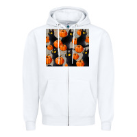 White black cat with pumpkins tumbler Zipper Hoodie - LillyAllenDesigns