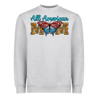 Heather Grey All American Mom Butterfly Heavyweight Sweatshirt - LillyAllenDesigns
