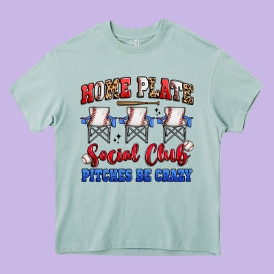 Home Plate Social Club Pitches Be Crazy Heavy Core Tee Designed By Artiststas