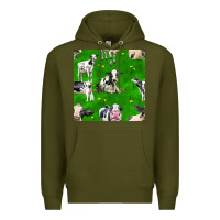 Army Green holstein cows seamless pattern Premium Hoodie - BundleAndBundleShop