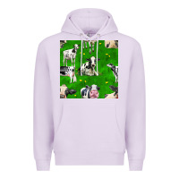 Lilac holstein cows seamless pattern Premium Hoodie - BundleAndBundleShop