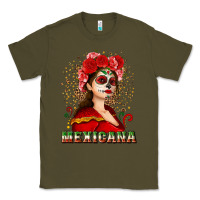 Army Green Sugar skull girl with Mexicana Classic Tee - NancyCooperArtShop
