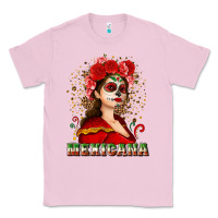 Bubblegum Pink Sugar skull girl with Mexicana Classic Tee - NancyCooperArtShop