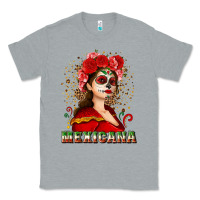 Heather Grey Sugar skull girl with Mexicana Classic Tee - NancyCooperArtShop