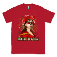 Red Sugar skull girl with Mexicana Classic Tee - NancyCooperArtShop