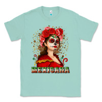 Seafoam Sugar skull girl with Mexicana Classic Tee - NancyCooperArtShop