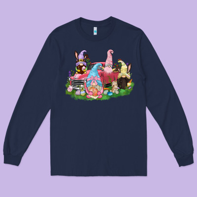 Easter Gnomies Truck  Easter Day Long Sleeve Tee Designed By Cowgirlartshop