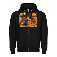 Black Fall Crow Zipper Hoodie - LillyAllenDesigns