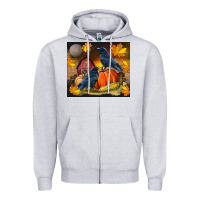 Heather Grey Fall Crow Zipper Hoodie - LillyAllenDesigns