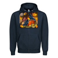 Navy Fall Crow Zipper Hoodie - LillyAllenDesigns