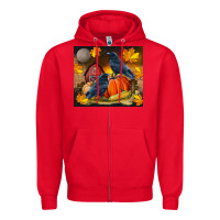 Red Fall Crow Zipper Hoodie - LillyAllenDesigns