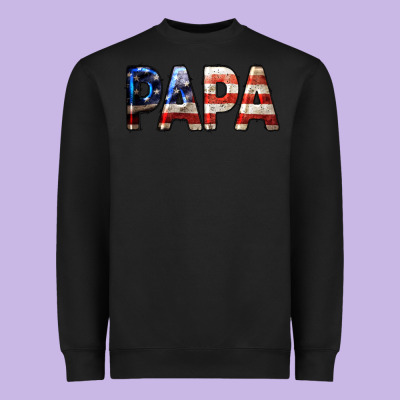 American Flag Papa 4th Of July Heavyweight Sweatshirt Designed By Lillyallendesigns