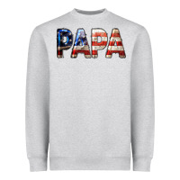 Heather Grey American Flag Papa 4th of July Heavyweight Sweatshirt - LillyAllenDesigns