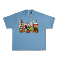 Pebble Blue Christmas coffee cups with Bull Terrier Urban Heavy Tee - RanaPortraitStore