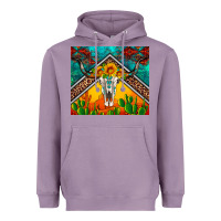 Lavender western sunflowers longhorn bull skull Heavyweight Hoodie - Artiststas