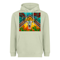Matcha western sunflowers longhorn bull skull Heavyweight Hoodie - Artiststas