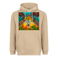 Mushroom western sunflowers longhorn bull skull Heavyweight Hoodie - Artiststas