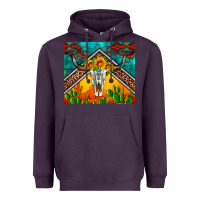 Plum western sunflowers longhorn bull skull Heavyweight Hoodie - Artiststas