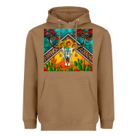 Toasted Coconut western sunflowers longhorn bull skull Heavyweight Hoodie - Artiststas