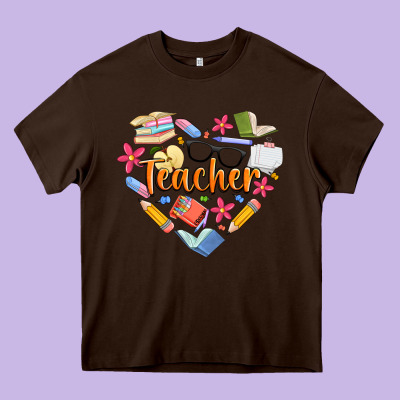 Teacher Heart Heavy Core Tee Designed By Artiststas